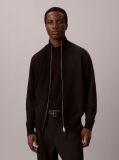 Black Merino Wool Zip-Up Cardigan  Men