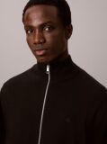 Black Merino Wool Zip-Up Cardigan  Men
