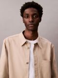 Beige Washed Cotton Canvas Shirt  Men