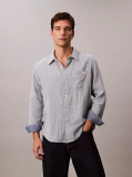 Blue Double Face Striped Cotton Shirt  Men