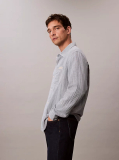 Blue Double Face Striped Cotton Shirt  Men