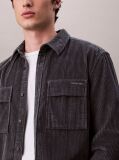 Grey Corduroy Relaxed Button-Down Shirt  Men