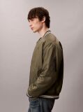 Green Nylon Tipped Bomber Jacket  Men
