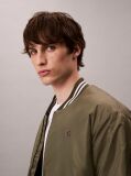 Green Nylon Tipped Bomber Jacket  Men