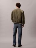 Green Nylon Tipped Bomber Jacket  Men