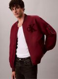 Red Nylon Tipped Bomber Jacket  Men