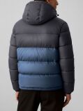 Black Colour Block Nylon Puffer Jacket  Men