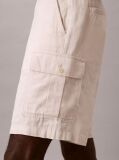 White Linen Cotton Cargo Shorts  Men