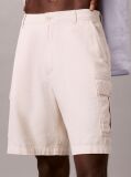 White Linen Cotton Cargo Shorts  Men