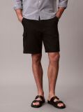 Black Linen Cotton Cargo Shorts  Men