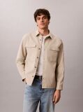 Μπεζ Utility Overshirt Από Βαμβακερό Twill  Άνδρας