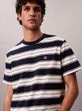 Μπλε T-Shirt Από Ελαστικό Βαμβάκι Με Ρίγες  Άνδρας