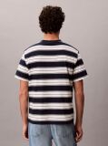 Μπλε T-Shirt Από Ελαστικό Βαμβάκι Με Ρίγες  Άνδρας