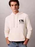 Λευκό Hoodie  Από Premium Sueded Terry Ύφασμα Και Έντονο Λογότυπο  Άνδρας