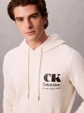 Λευκό Hoodie  Από Premium Sueded Terry Ύφασμα Και Έντονο Λογότυπο  Άνδρας