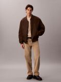 Brown Padded Nylon Bomber Jacket  Men