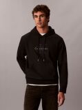 Μαύρο Hoodie Premium Terry Με Κουκούλα Και Denim Λογότυπο  Άνδρας
