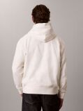 White Premium Terry Denim Logo Hoodie  Men