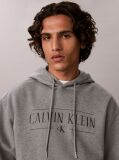 Γκρι Βαμβακερό Hoodie Φλις Με Κουκούλα Και Varsity Λογότυπο  Άνδρας