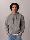Γκρι Βαμβακερό Hoodie Φλις Με Κουκούλα Και Varsity Λογότυπο  Άνδρας