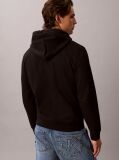 Μαύρο Βαμβακερό Hoodie Φλις Με Κουκούλα Και Varsity Λογότυπο  Άνδρας