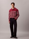 Red Cotton Stripe Polo Jumper  Men