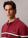 Red Cotton Stripe Polo Jumper  Men