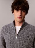 Grey Heathered Cotton Zip Cardigan  Men