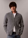 Grey Heathered Cotton Zip Cardigan  Men