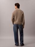 Brown Cotton Waffle Half Zip Jumper  Men