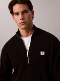 Black Cotton Waffle Half Zip Jumper  Men
