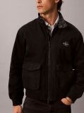 Black Cotton Canvas Harrington Jacket  Men