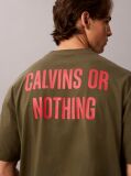 Green Relaxed Calvins Or Nothing Graphic T-Shirt  Men