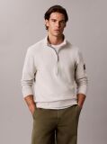 Beige Cotton Terry Quarter Zip Sweatshirt  Men