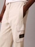 Beige Cotton Terry Cargo Joggers  Men