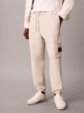 Beige Cotton Terry Cargo Joggers  Men