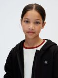 Black Monogram Patch Zip-Thru Hoodie  Kids Unisex