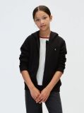 Black Monogram Patch Zip-Thru Hoodie  Kids Unisex