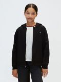 Black Monogram Patch Zip-Thru Hoodie  Kids Unisex
