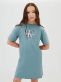 Μπλε Παιδικό Φόρεμα T-Shirt Με Signature Λογότυπο  Κορίτσι
