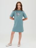 Μπλε Παιδικό Φόρεμα T-Shirt Με Signature Λογότυπο  Κορίτσι