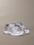 Ασημί Παιδικά Sneakers Με Velcro Και Κορδόνια  Κορίτσι