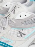White Leather And Recycled Mesh Trainers  Men