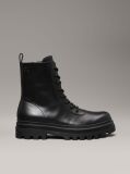 Black Leather Lug Boots  Men