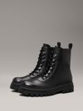 Black Leather Lug Boots  Men