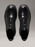 Black Leather Lug Boots  Men