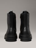 Black Leather Lug Boots  Men