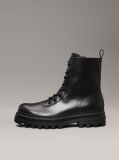 Black Leather Lug Boots  Men