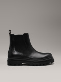 Black Leather Lug Chelsea Boots  Men