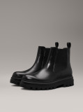 Black Leather Lug Chelsea Boots  Men